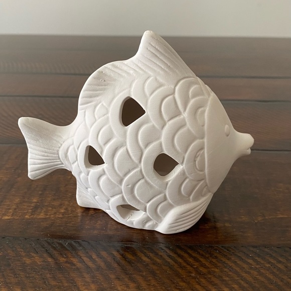 Set of 2 Light-up Ceramic Fish for Nautical Decor Customizable/ Paintable - Picture 9 of 13